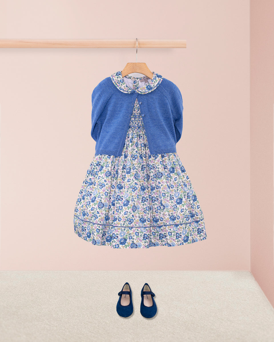 Emma Liberty Blue Rosebud Smock