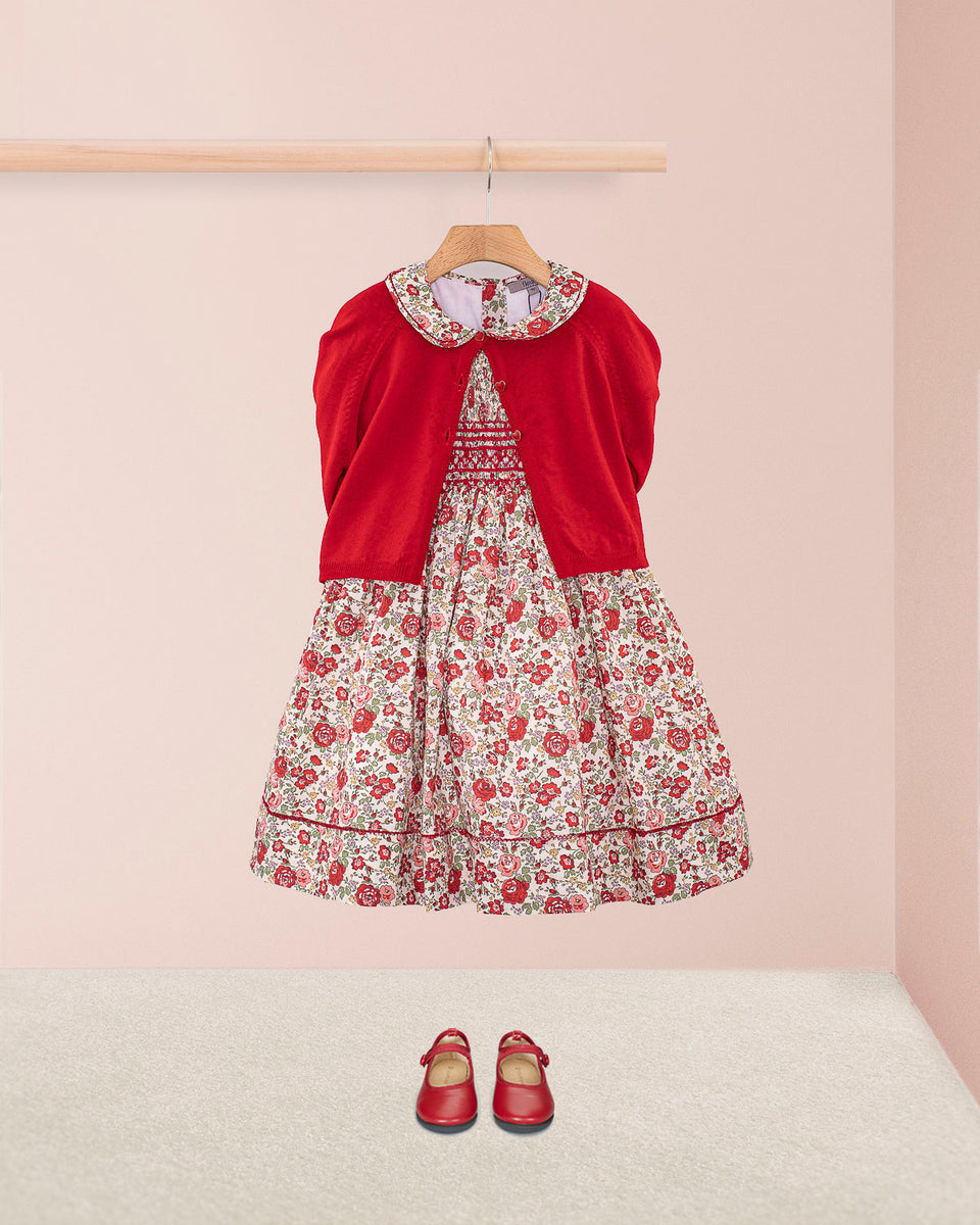 Emma Liberty Red Rosebud Smock