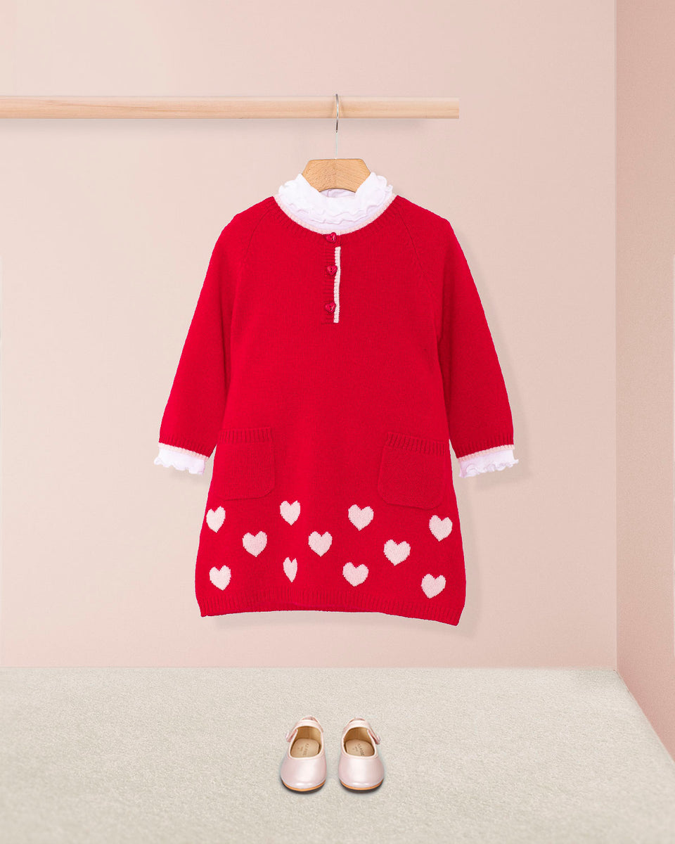 Lovey Red Hearts Cashmere Dress