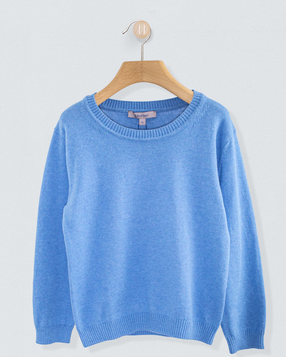 Arthur Cerulean Mélange Cotton Crew Neck