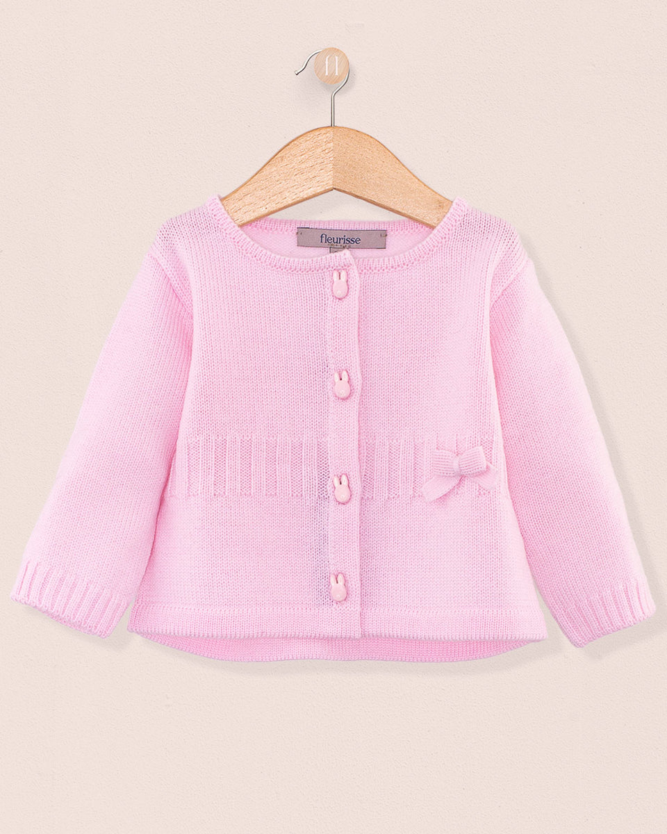 Madeleine Pink Wool Bunny Cardigan