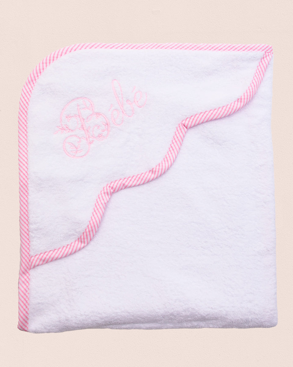 Bébé Gingham Trim Hooded Towel