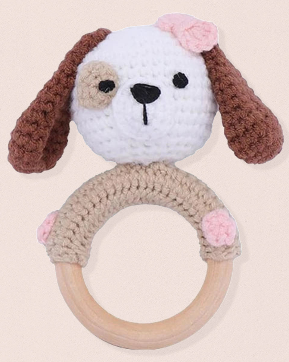 Crocheted Puppy Rattle Toy