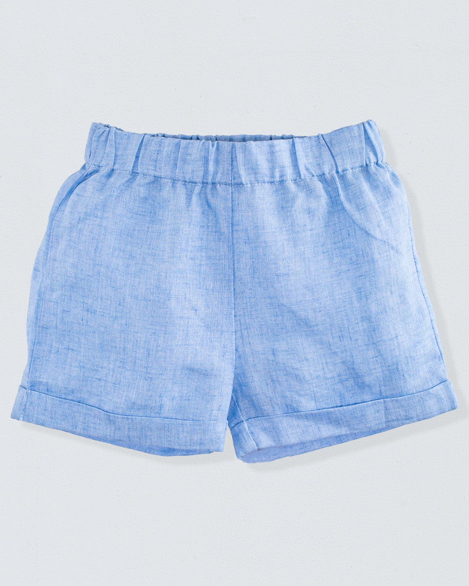 Cuff Short Italian Baby Blue Linen