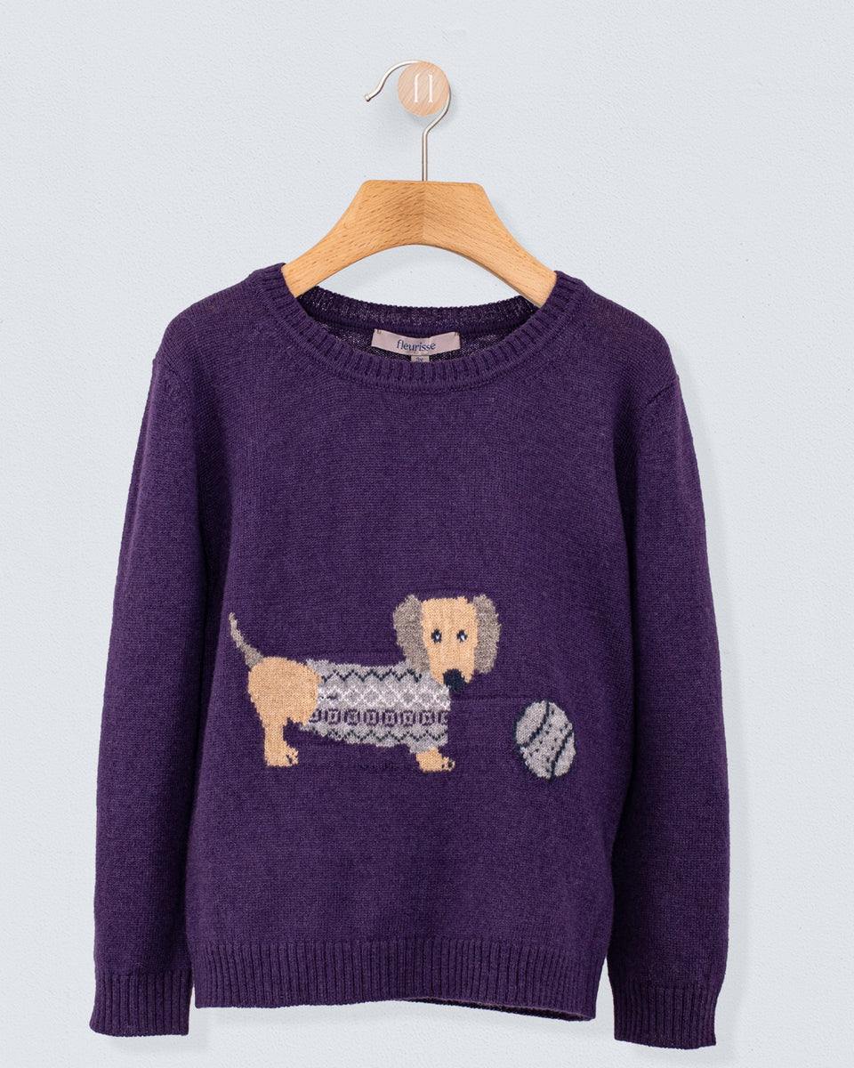 Dachshund Eggplant Mélange Sweater