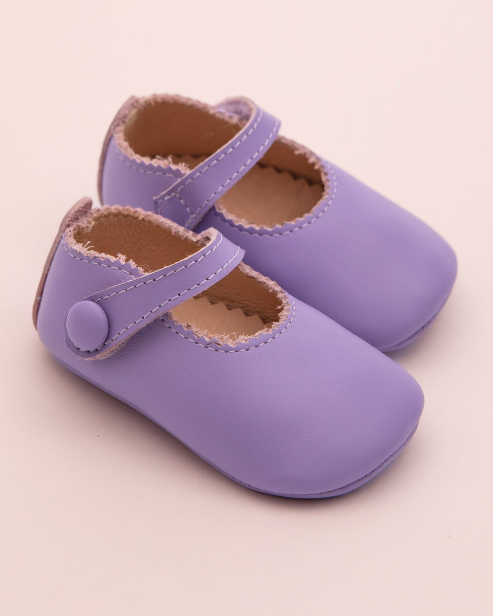 Eloise Lavender Leather Crib Shoe