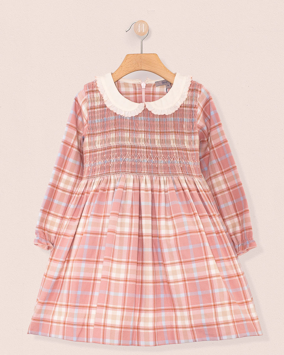 Fiorella Italian Pink Plaid Flannel Smock