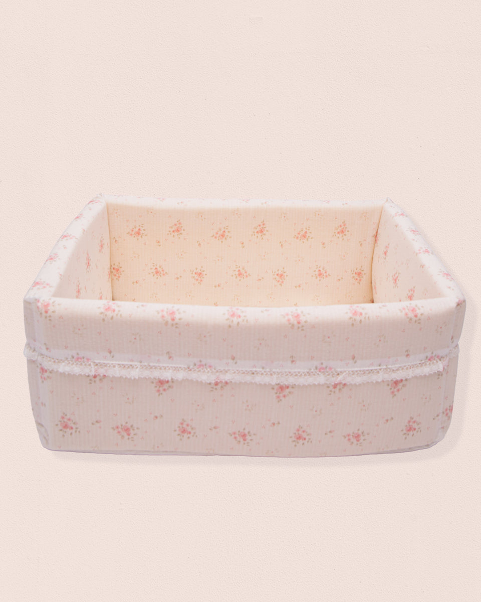 Whisper Pink Floral Rectangle Basket