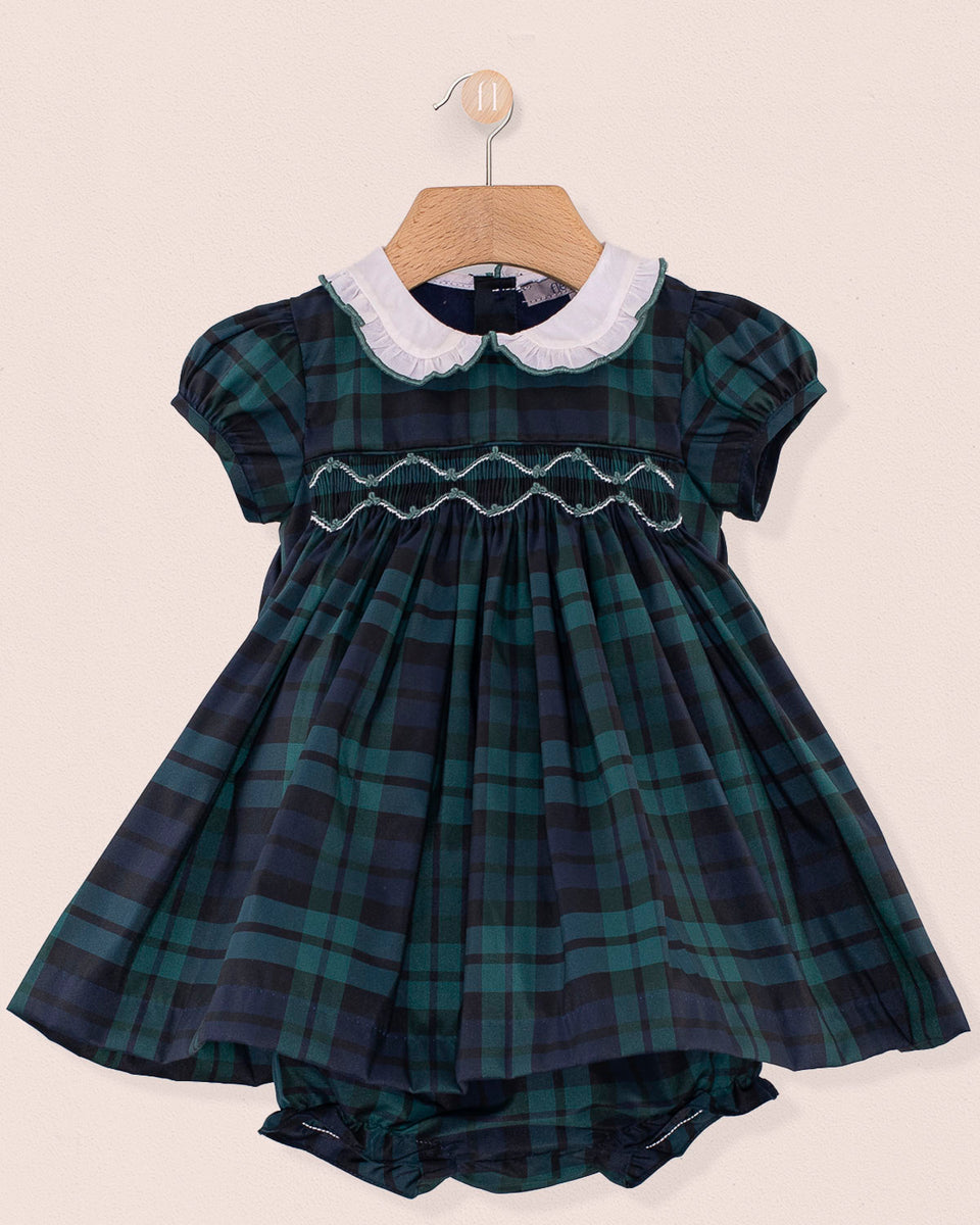 Baby Holiday Black Watch Plaid Smock Set