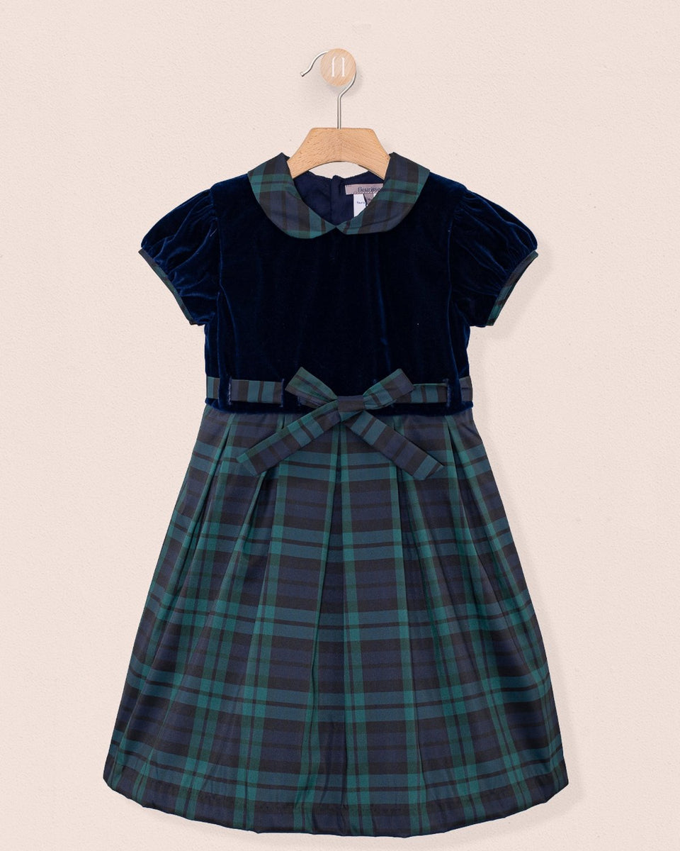 Christelle Velvet Black Watch Plaid Dress