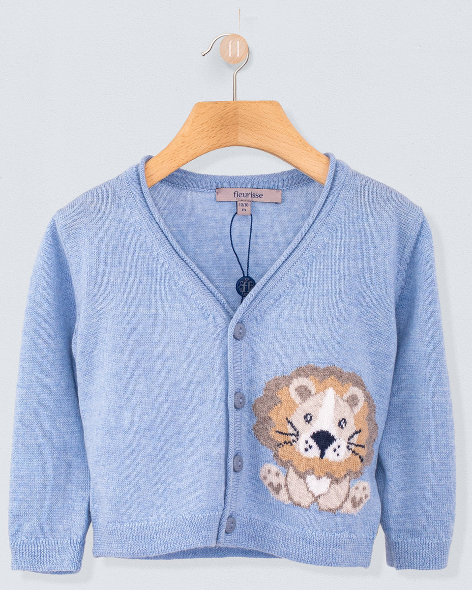 Léon Light Blue Mélange Wool Cardigan