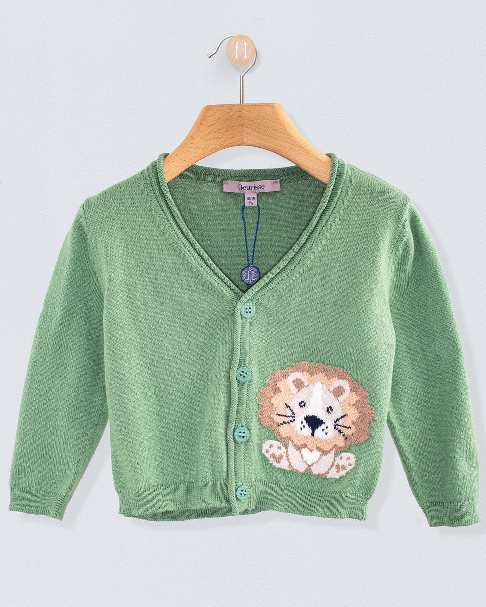 Léon Sage Green Cotton Cardigan