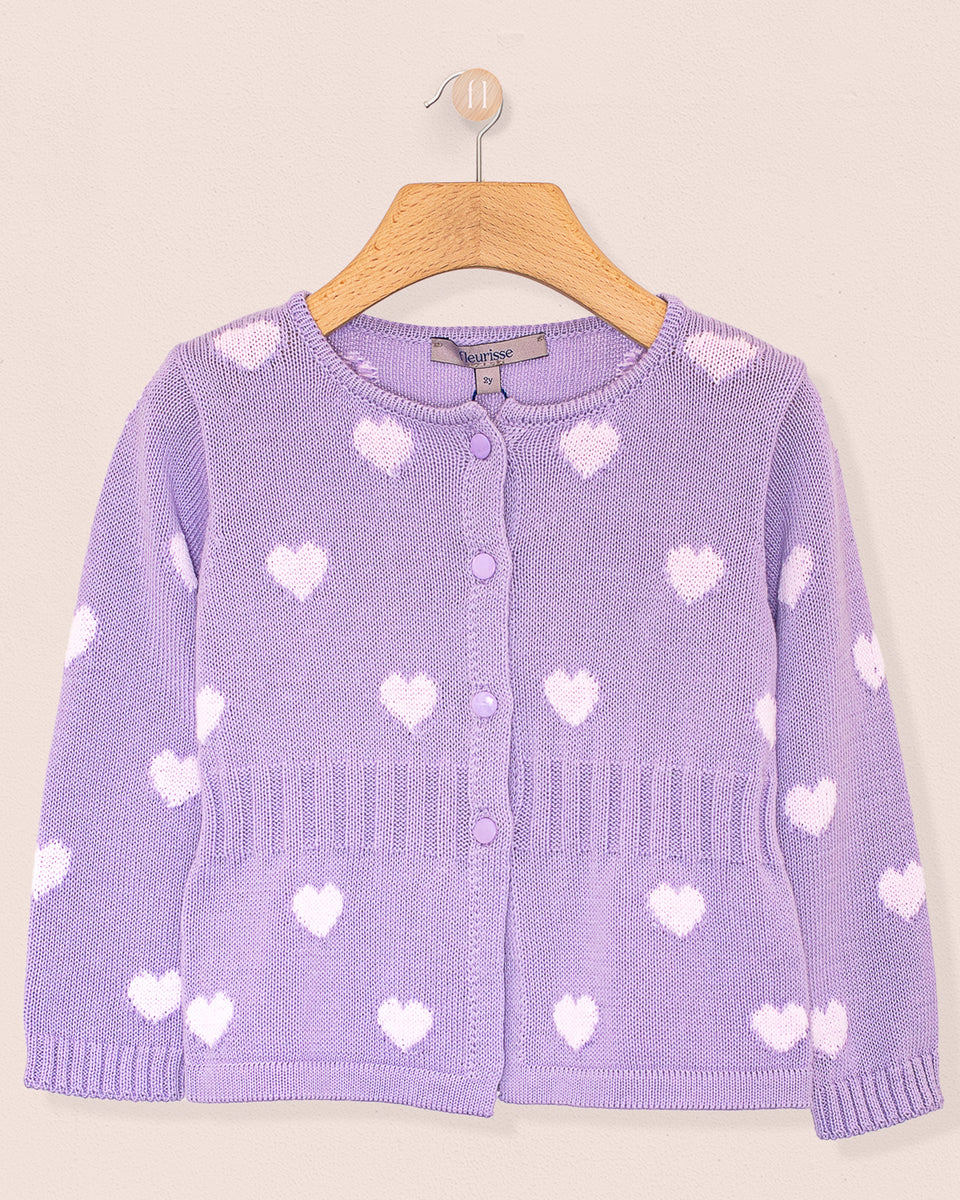 Madison Lavender Hearts Cotton Cardigan