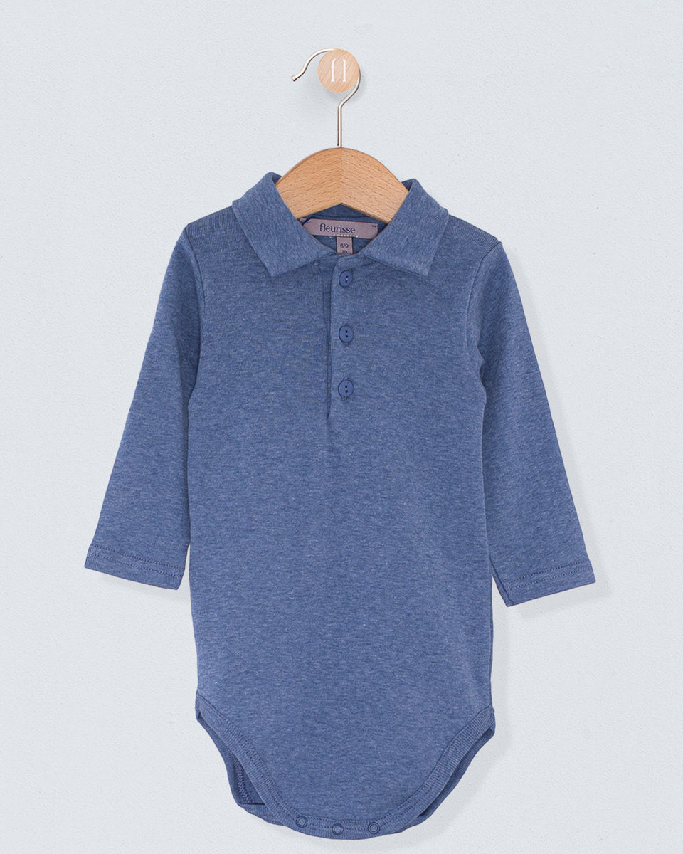 Marcelo Italian Brushed Blue Melange Polo Onesie