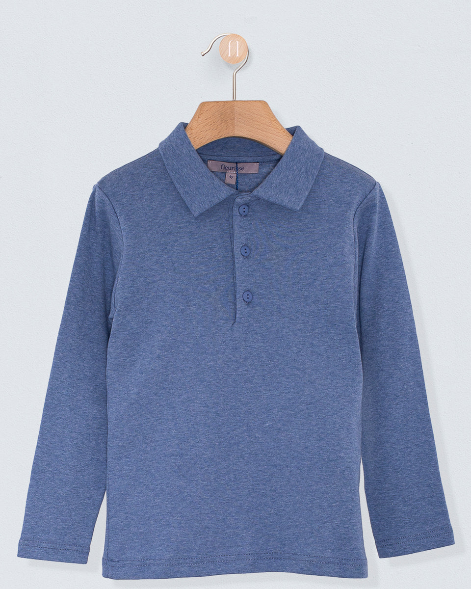 Marco Italian Brushed Blue Melange Polo