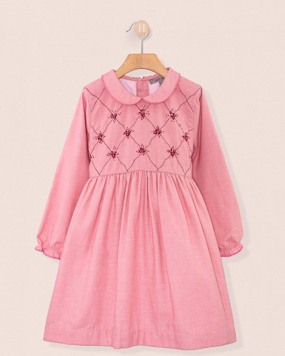 Nikola Mauve Flannel Embroidered Dress