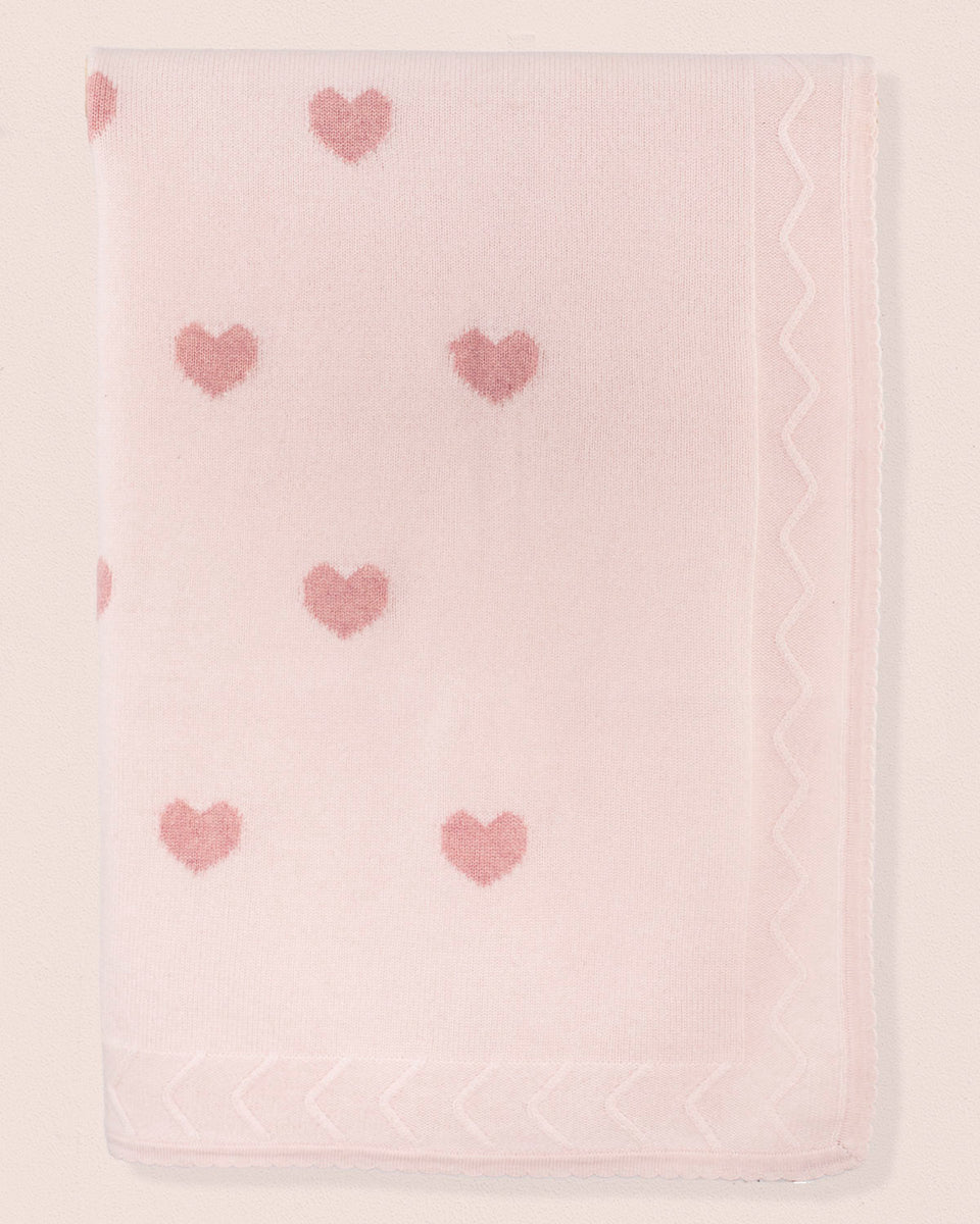 Hearts Pink Cashmere Blanket