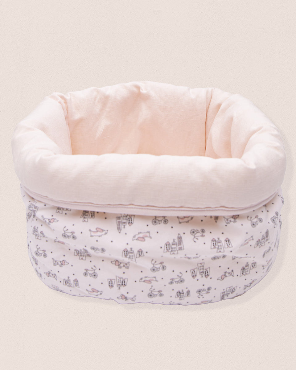 Pink Mini Doggies Round Basket