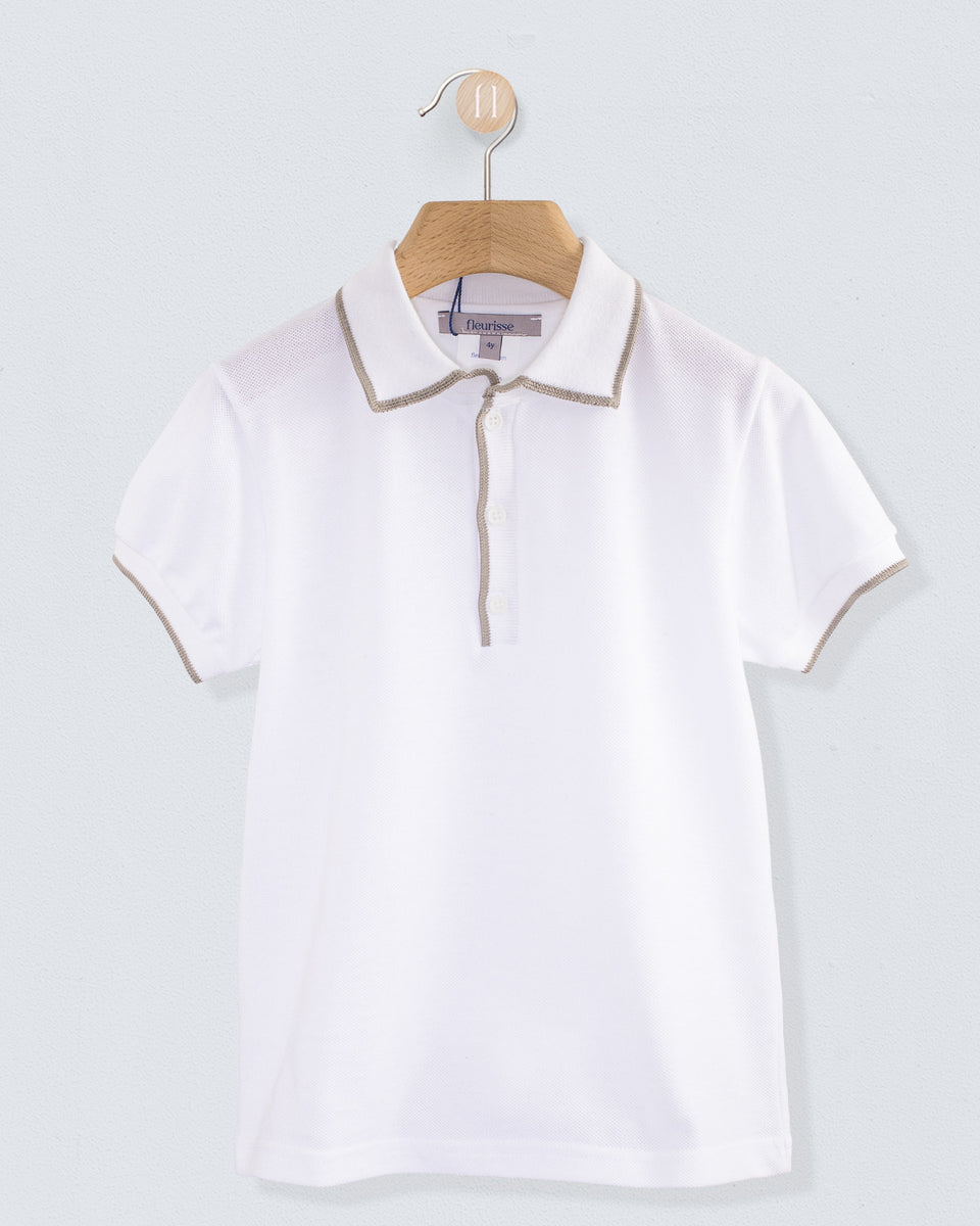 Polo Short Sleeve Italian Beige Trim Piquet