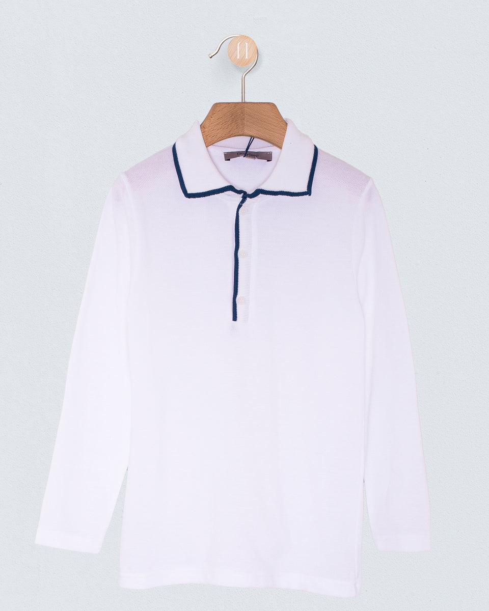 Polo Long Sleeve Twilight Trim Pique