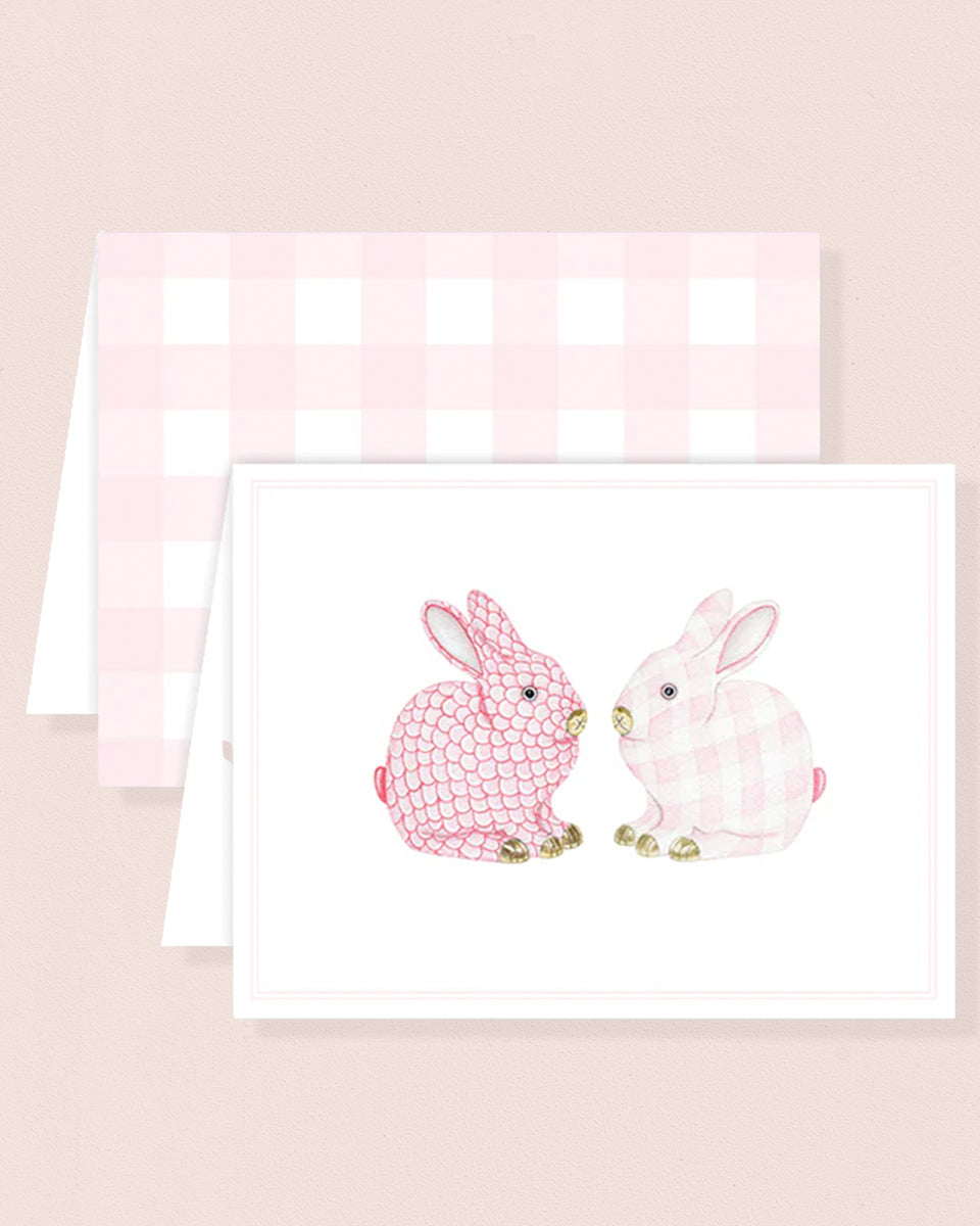 Porcelain Bunnies Rose Card