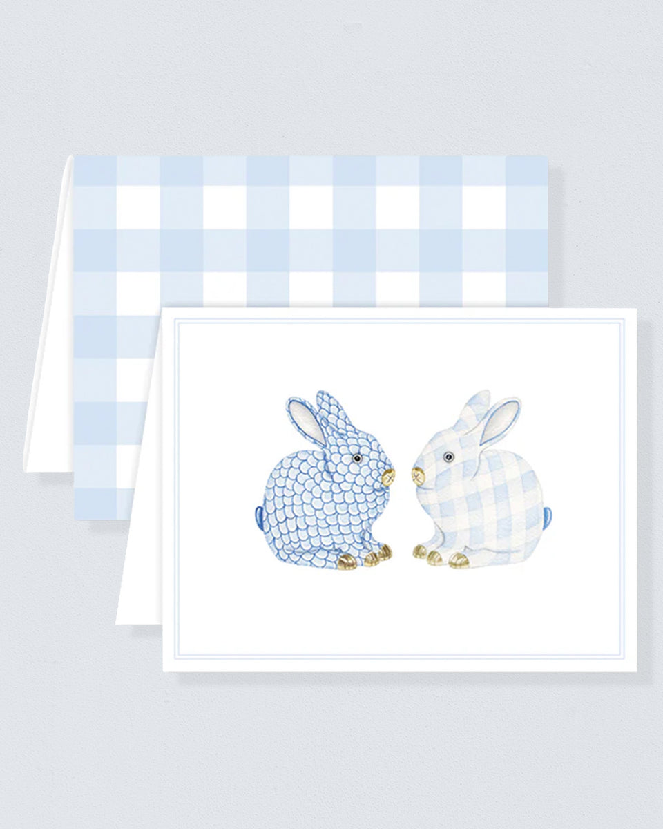 Porcelain Bunnies Blue Card