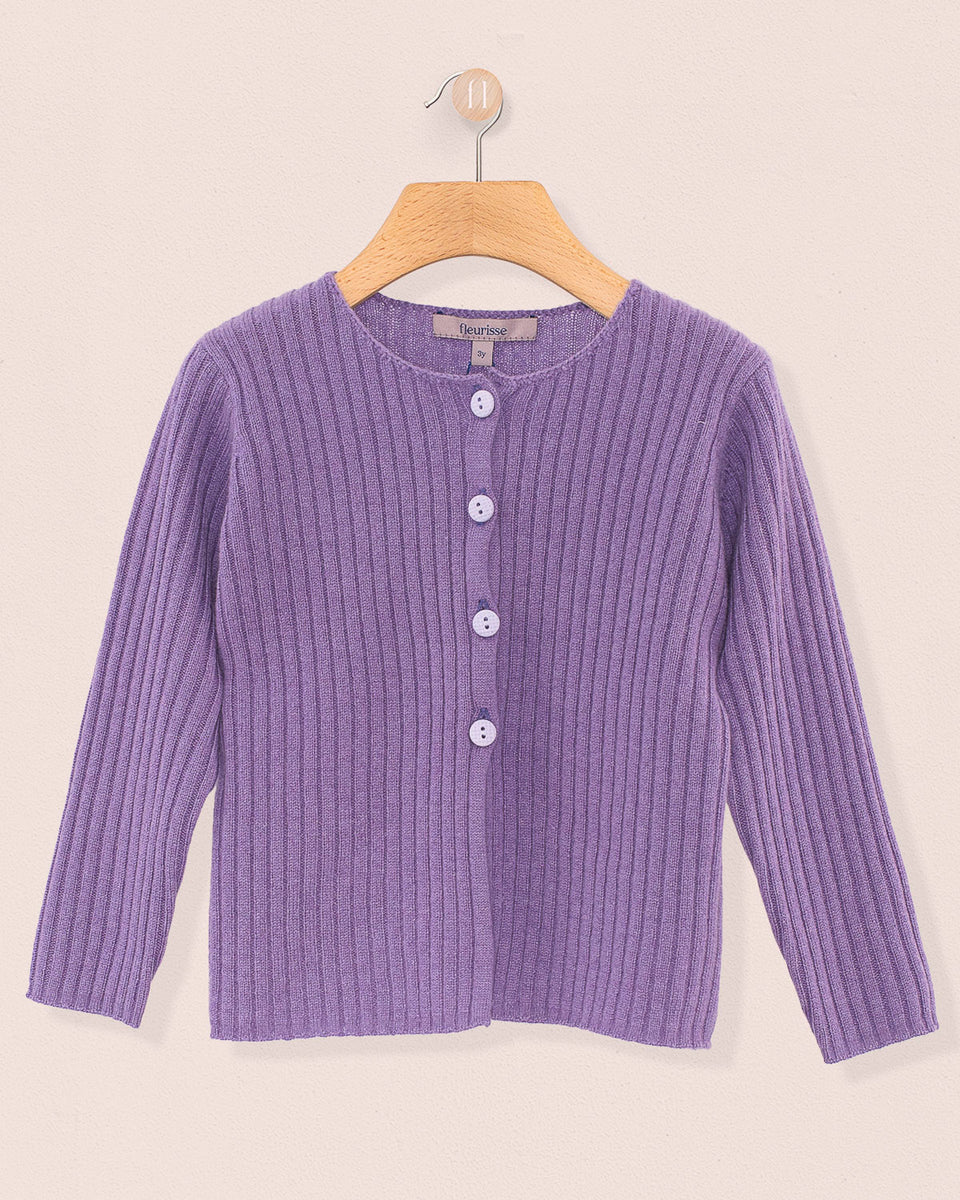 Cashmere Ribbed Lavender Cardigan