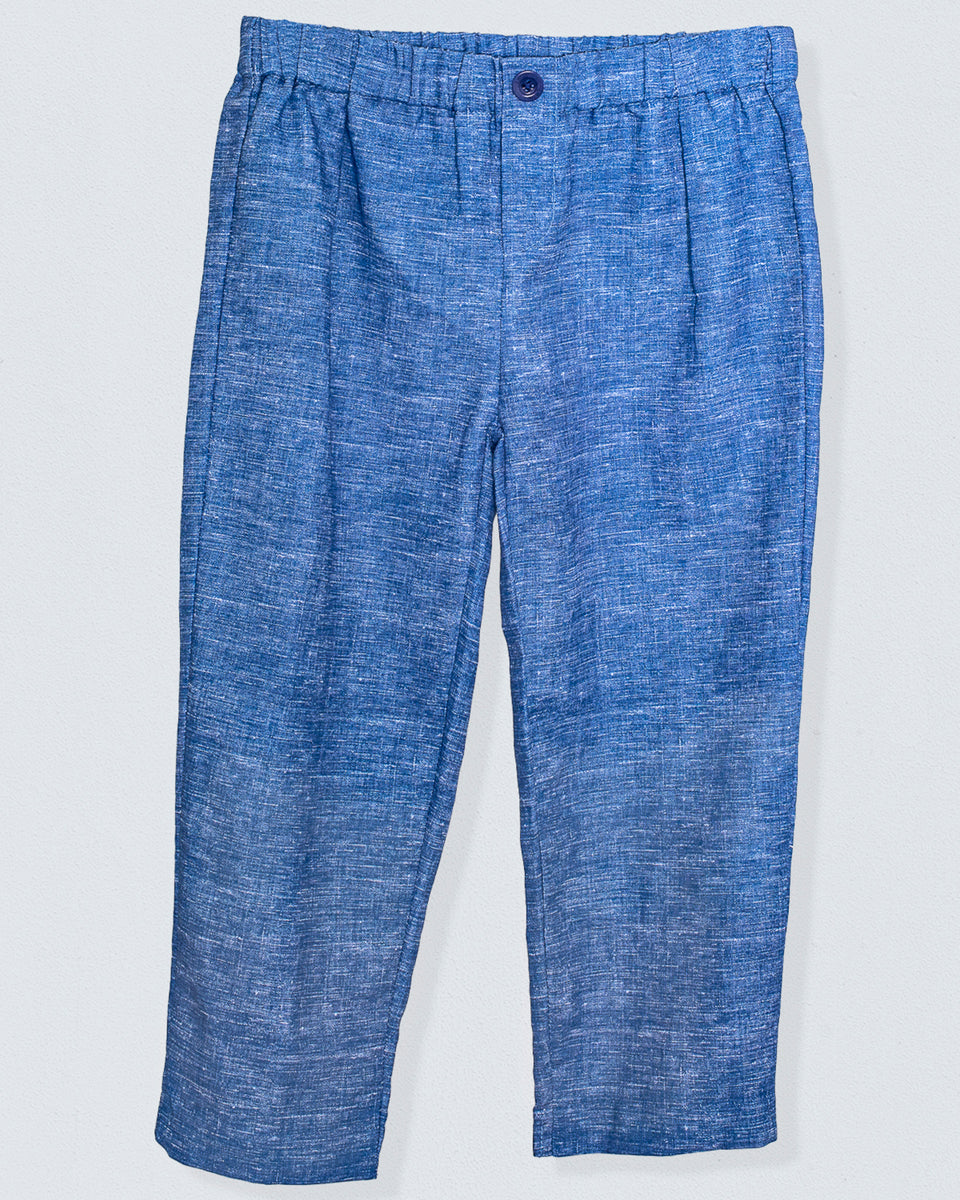 Rome Pull-On Italian Denim Linen Pant