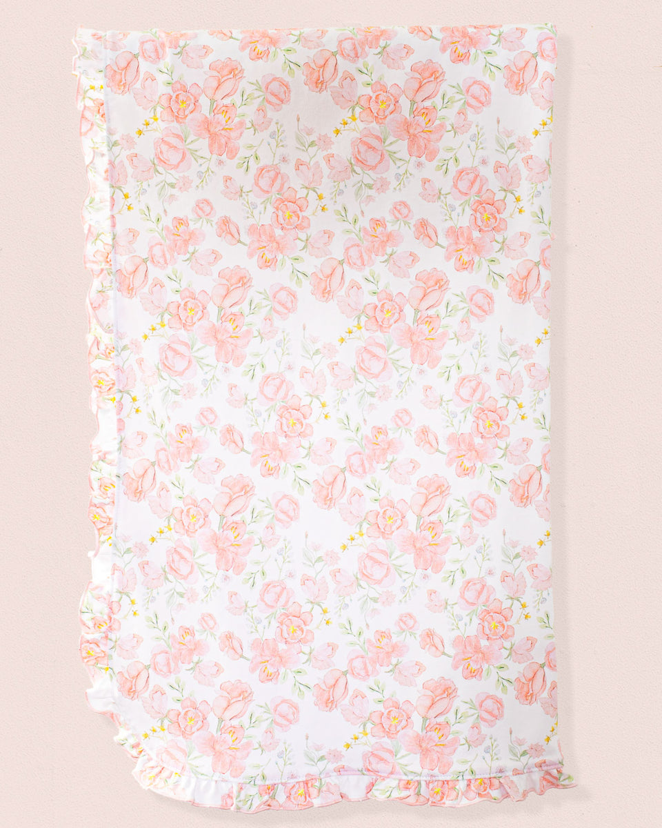 Pima Liberty Roses Ruffle Receiving Blanket