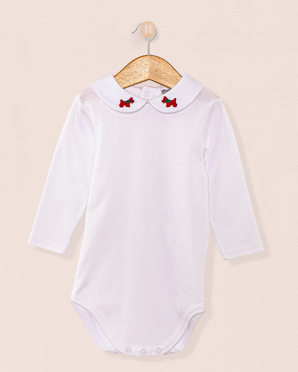 Onesie Italian Embroidered Scotty Red