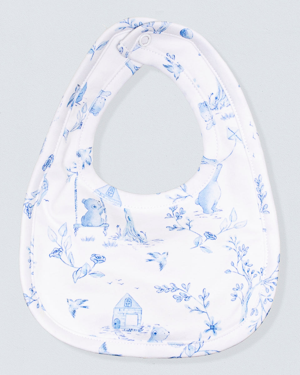 Pima Blue Toile de Jouy Bib