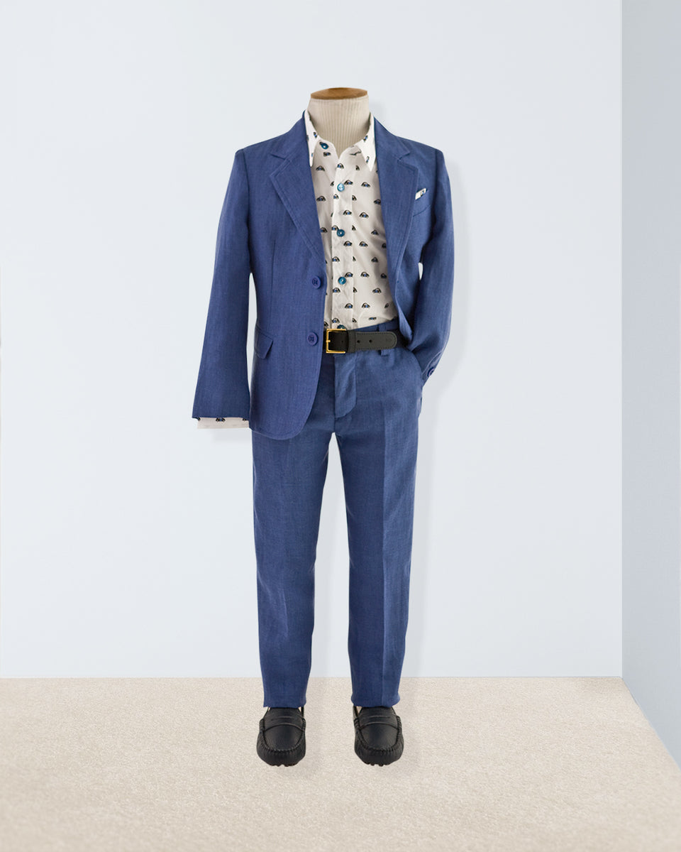 Domenico Summer Navy Linen Suit