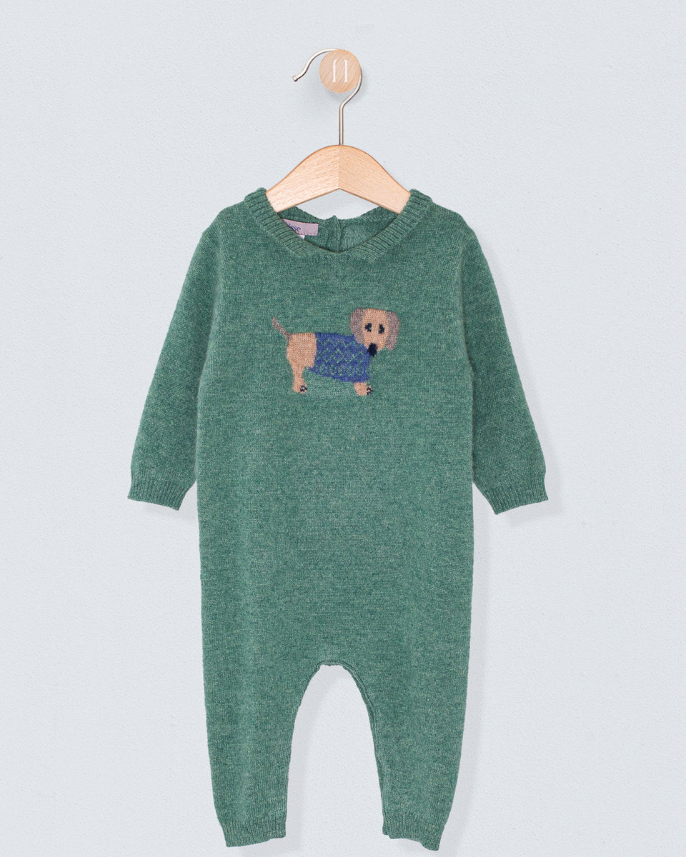 Laurent Hunter Cashmere Dachshund Romper