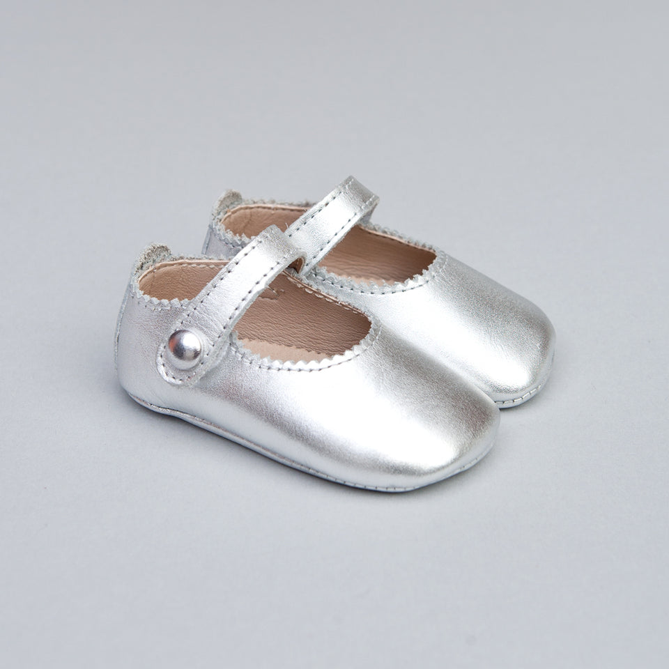 Eloise Silver Leather Crib Shoe