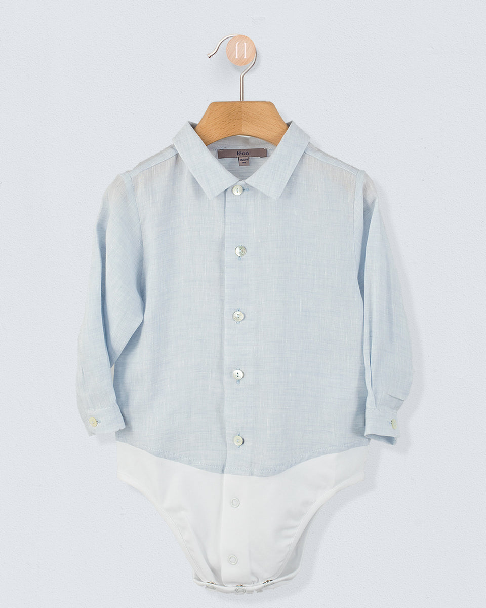 Louis Light Blue Linen Onesie Shirt